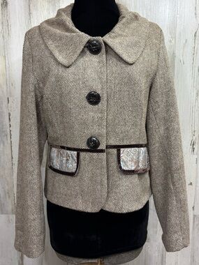 Maestro Peter Pan Collar Tweed Wool Blend Blazer